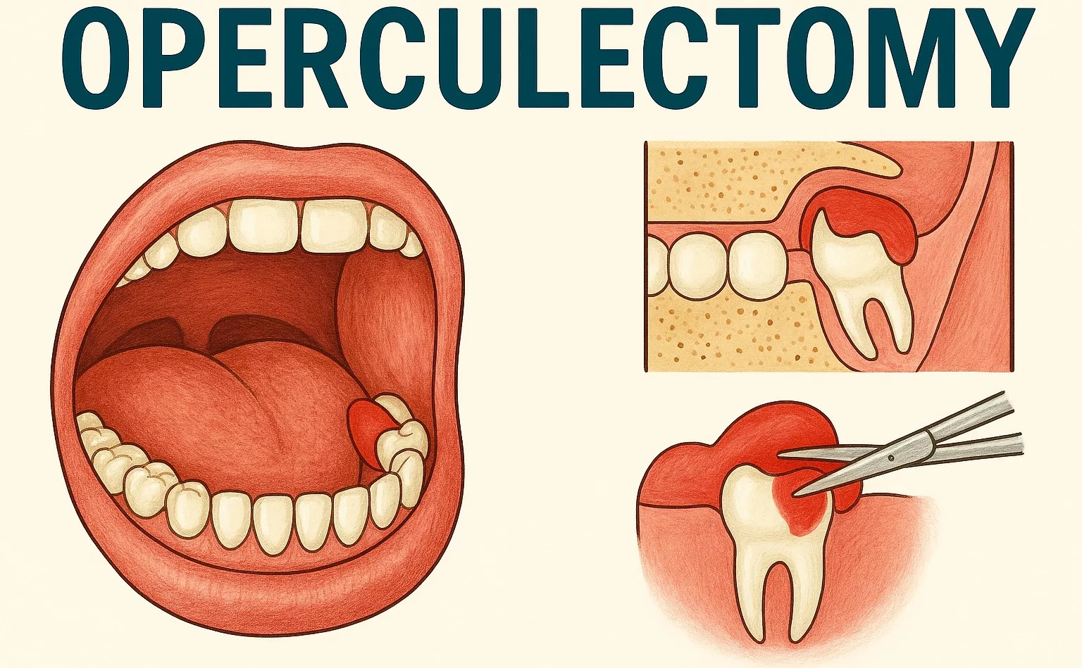 Operculectomy for gum tissue around a partially erupted tooth