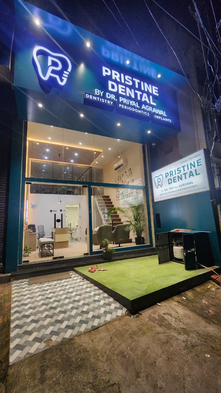 Reception area at Pristine Dental in Raipur